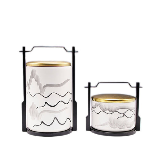 Hand-painted ink ceramic pot