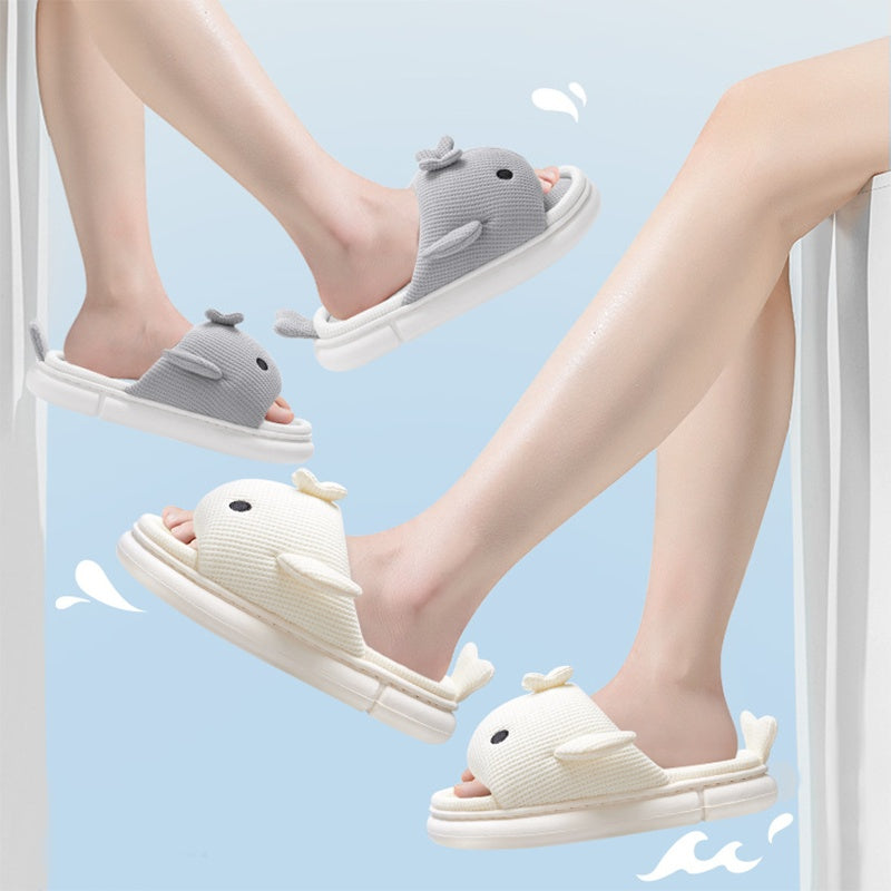 Cute Linen Shark Slippers For Indoor Home Shoes