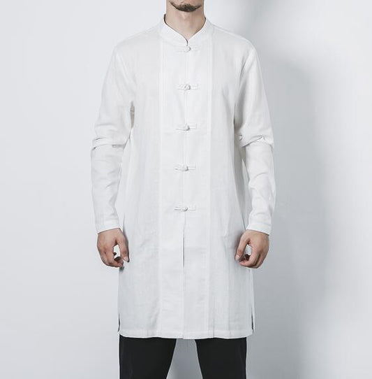 Cotton and linen long men's button jacket jacket linen men's clothing men