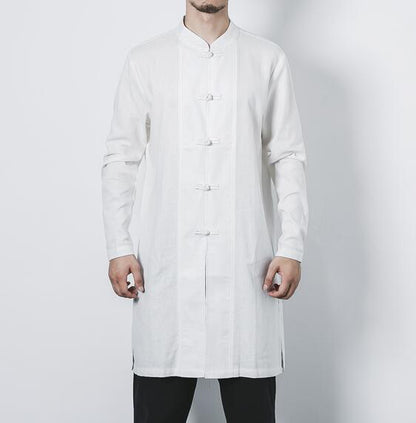 Cotton and linen long men's button jacket jacket linen men's clothing men