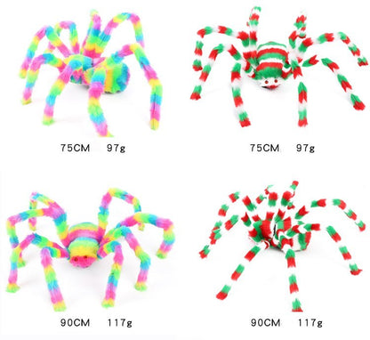 Cobwebs and plush spider toys in outdoor venues