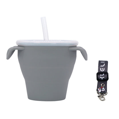 Creative New Silicone Folding Snack Cup Children's Straw Cup Outdoor Play Folding Cup Storage Cup Maternal And Baby Products