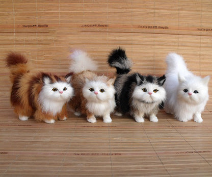 Creative Mini Simulation Plush Soft Cat Toys Decoration Sounding Electric Cute Cat Doll For Children Gifts Home Decorations