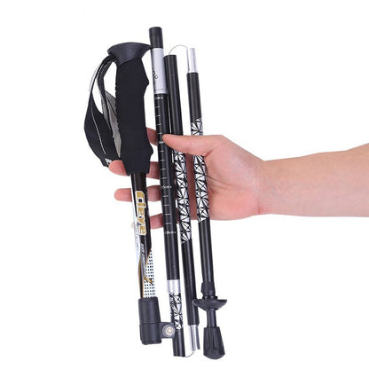 Trekking Pole Ultra-Light Telescopic Folding Trekking Mountain Climbing Walking Stick Cane Walking Stick Female Outdoor Equipment Carbon-Free