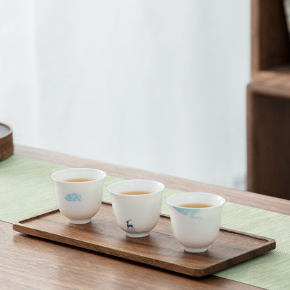 PINNY 45ML Porcelain Hand Painted Lotus Teacups Chinese Kung Fu Tea Cups Traditional Chinese Tea Bowl Ceramic Drinkware