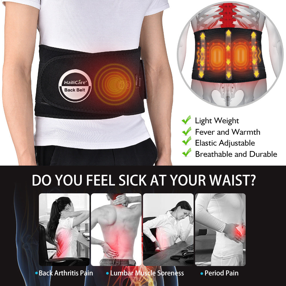 Electric Heating Massage Waist Supporter LED Red Light Hot Compress Warm