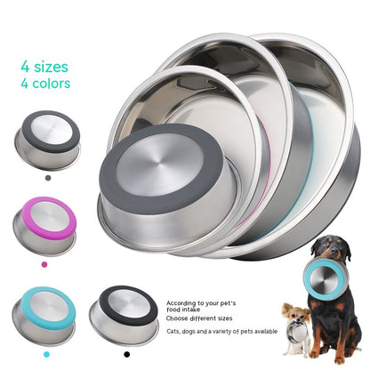 Silicone Pet Bowl Stainless Steel Dog Bowl Dog Food Bowl Feeding Drinking Pet Supplies Cat Bowl