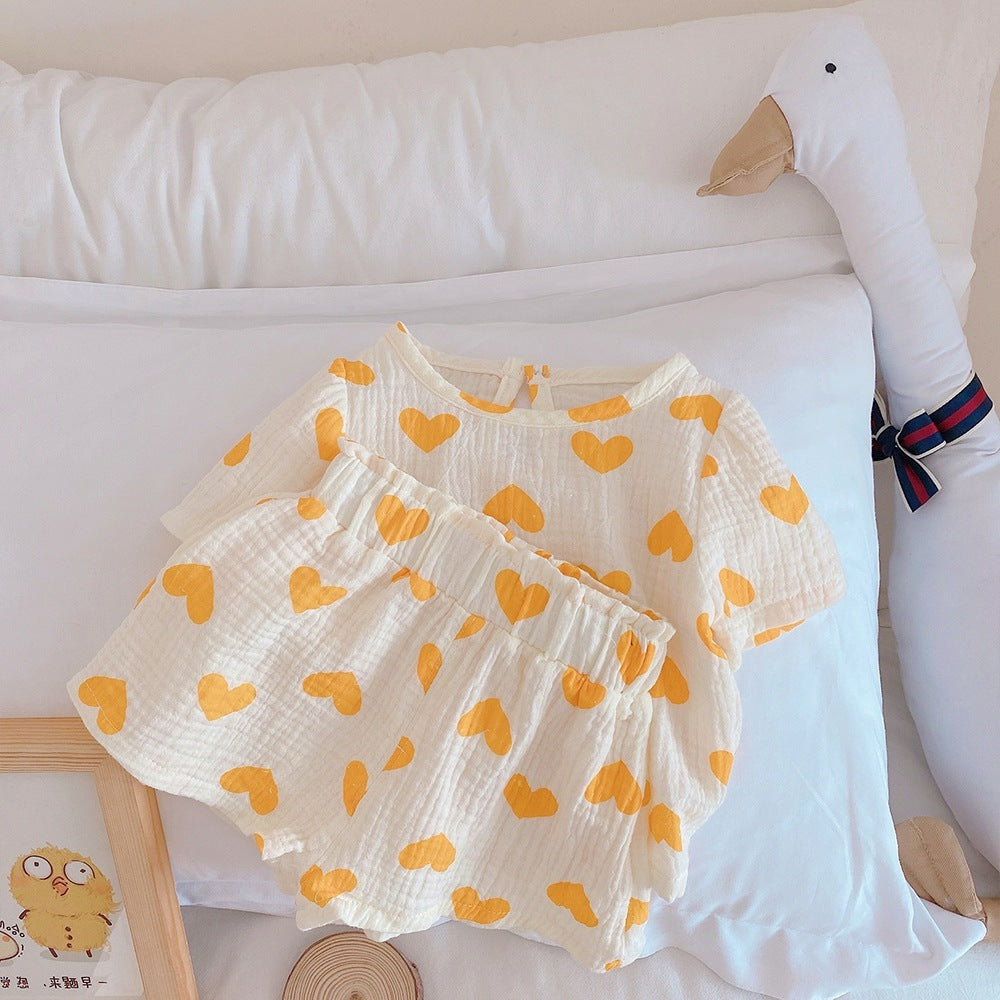 Children's Clothing Boys And Girls Baby Short-sleeved Clothing Suit Pure Cotton