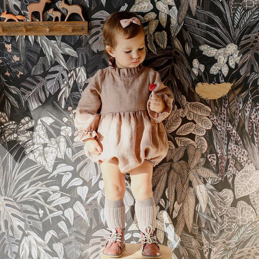 Long Sleeve Cotton Linen Newborn Romper For Infants And Toddlers