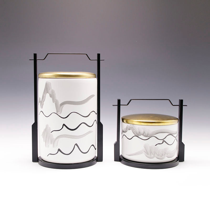 Hand-painted ink ceramic pot