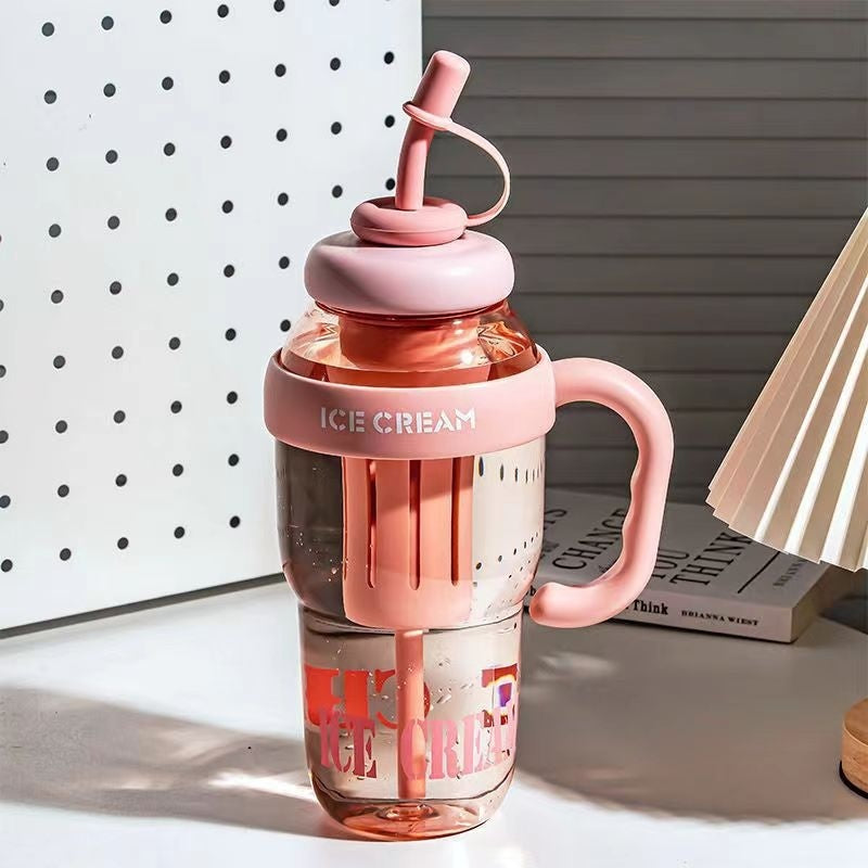 Good-looking Straw Big Belly High Temperature Resistance Portable Plastic Cup