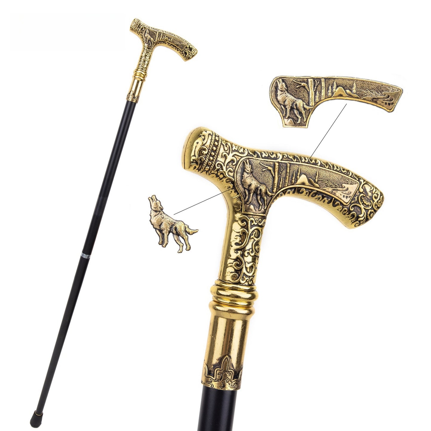 Eagle Bear Wolf Totem Cane Chamber Truncheon Domineering Metal Creativity Elderly Walking Crutch