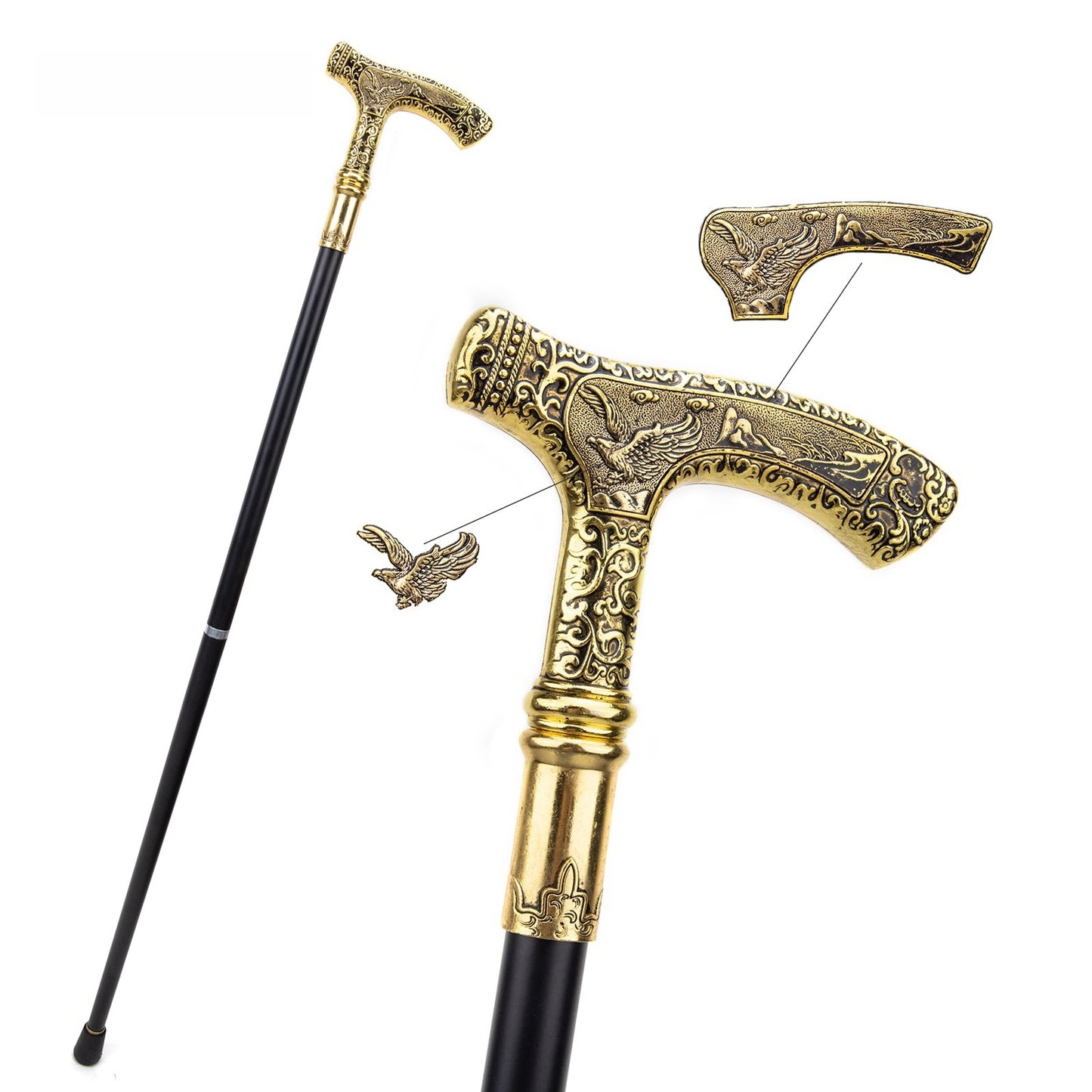Eagle Bear Wolf Totem Cane Chamber Truncheon Domineering Metal Creativity Elderly Walking Crutch