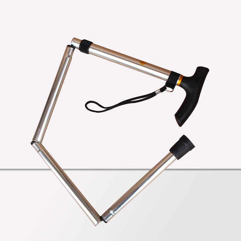 Alpenstock Aluminum Alloy Five-section Folding Cane Elderly Walking Aid