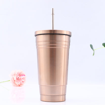 Stainless steel straw thermos cup