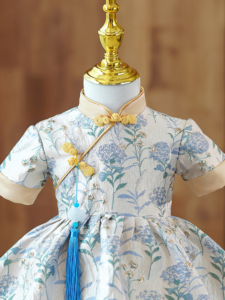 Girls' Fashion Simple Chinese Cheongsam Birthday Party Clothing