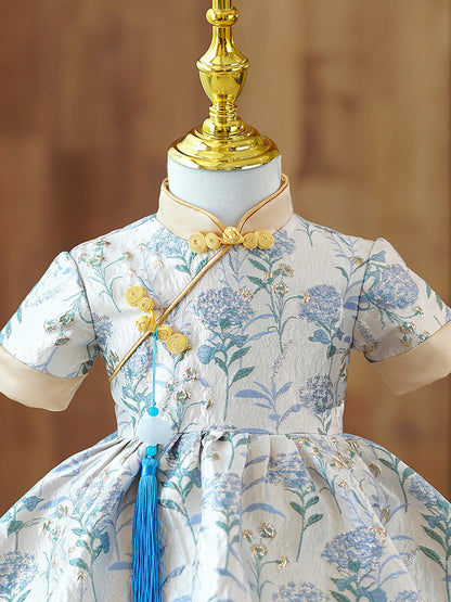 Girls' Fashion Simple Chinese Cheongsam Birthday Party Clothing