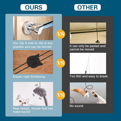 Interactive Cat Feather Toys Retractable Teaser Toy Hanging Interactive Toys For Indoor Cats Kitten Play Chase Exercise Kitten Mental Exercise Toys