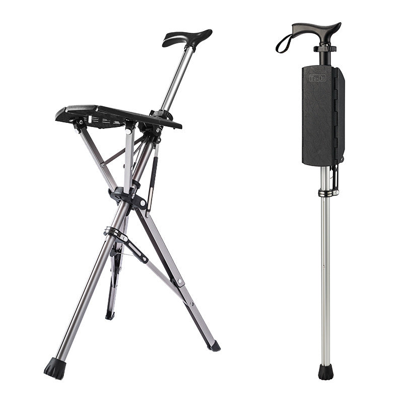 Folding Cane Sticks For The Elderly Can Sit On Non-slip Stools