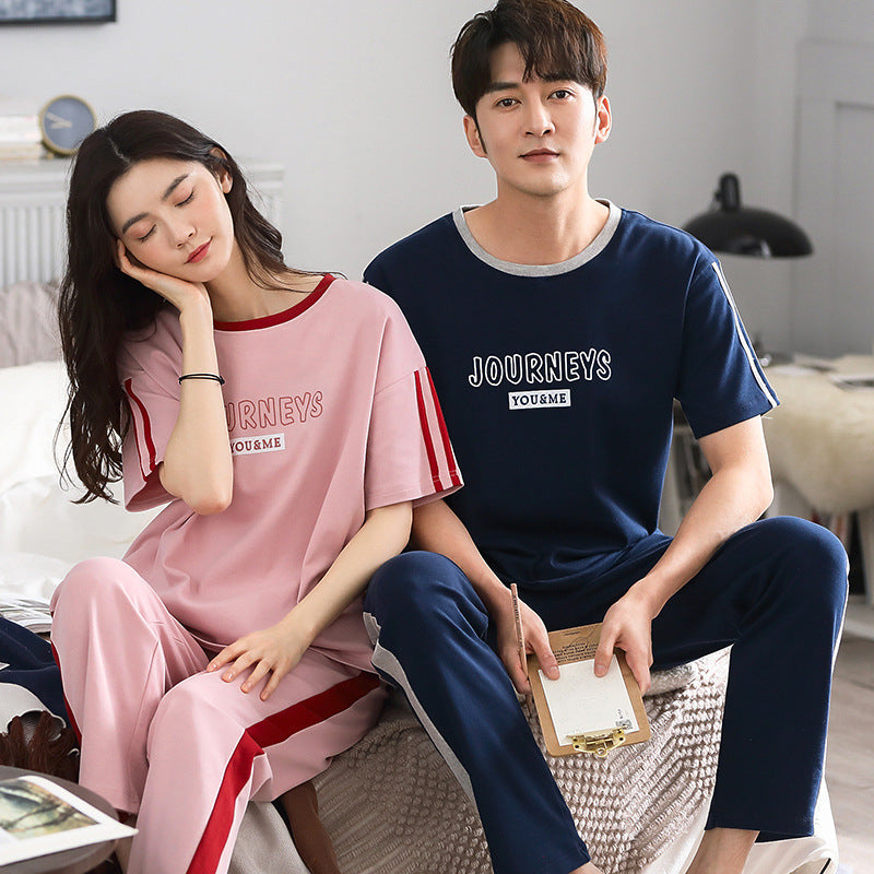 Men And Women Fashion Casual Cotton Short-sleeved Shorts Home Wear Set
