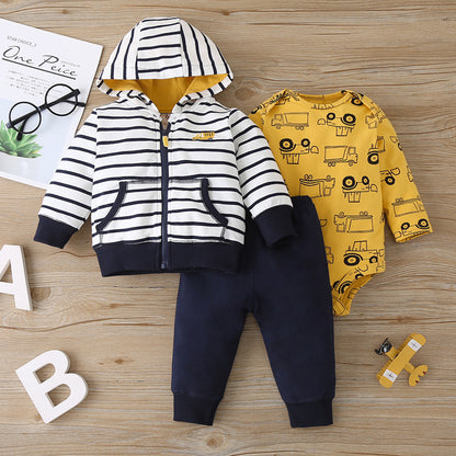 Three-piece Casual Zipper Jacket For Infants And Toddlers