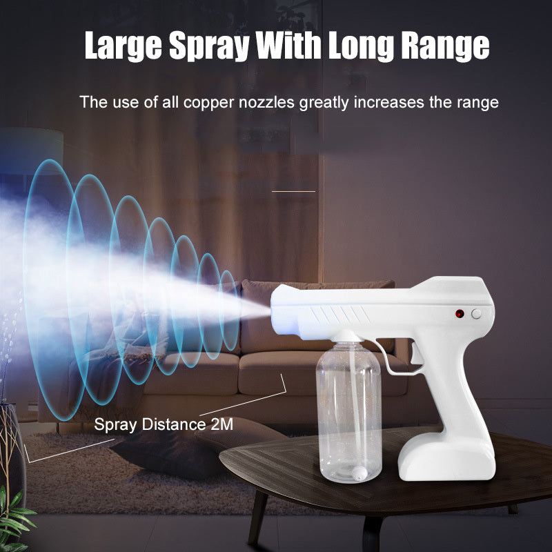 Blue Light Atomizing Spray Gun Handheld Wireless Atomizing Fogger Disinfection Sprayer Nano Sprayer Household Supplies