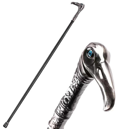 Silver Metal Wolf Head Cane Civilization Stick Crutches Props Scepter