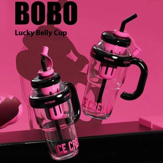 Good-looking Straw Big Belly High Temperature Resistance Portable Plastic Cup