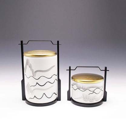 Hand-painted ink ceramic pot