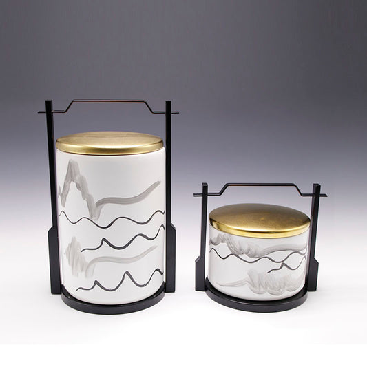 Hand-painted ink ceramic pot