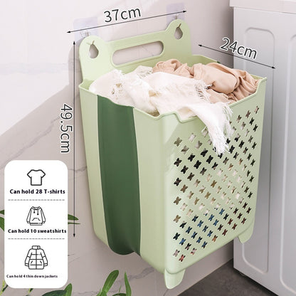 Dirty Clothes Household Laundry Basket Wall Hanging Foldable Bathroom