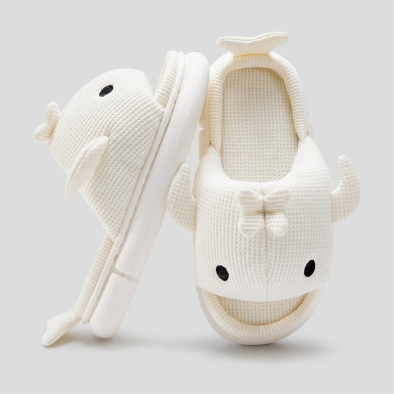 Cute Linen Shark Slippers For Indoor Home Shoes