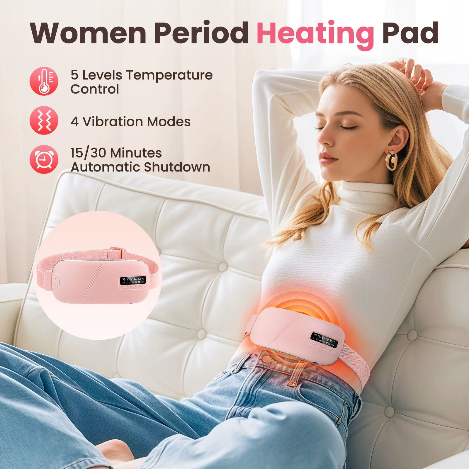 Compress Stomach Heating Pad Vibration Massage Stomach Heating Belt Waist Supporter