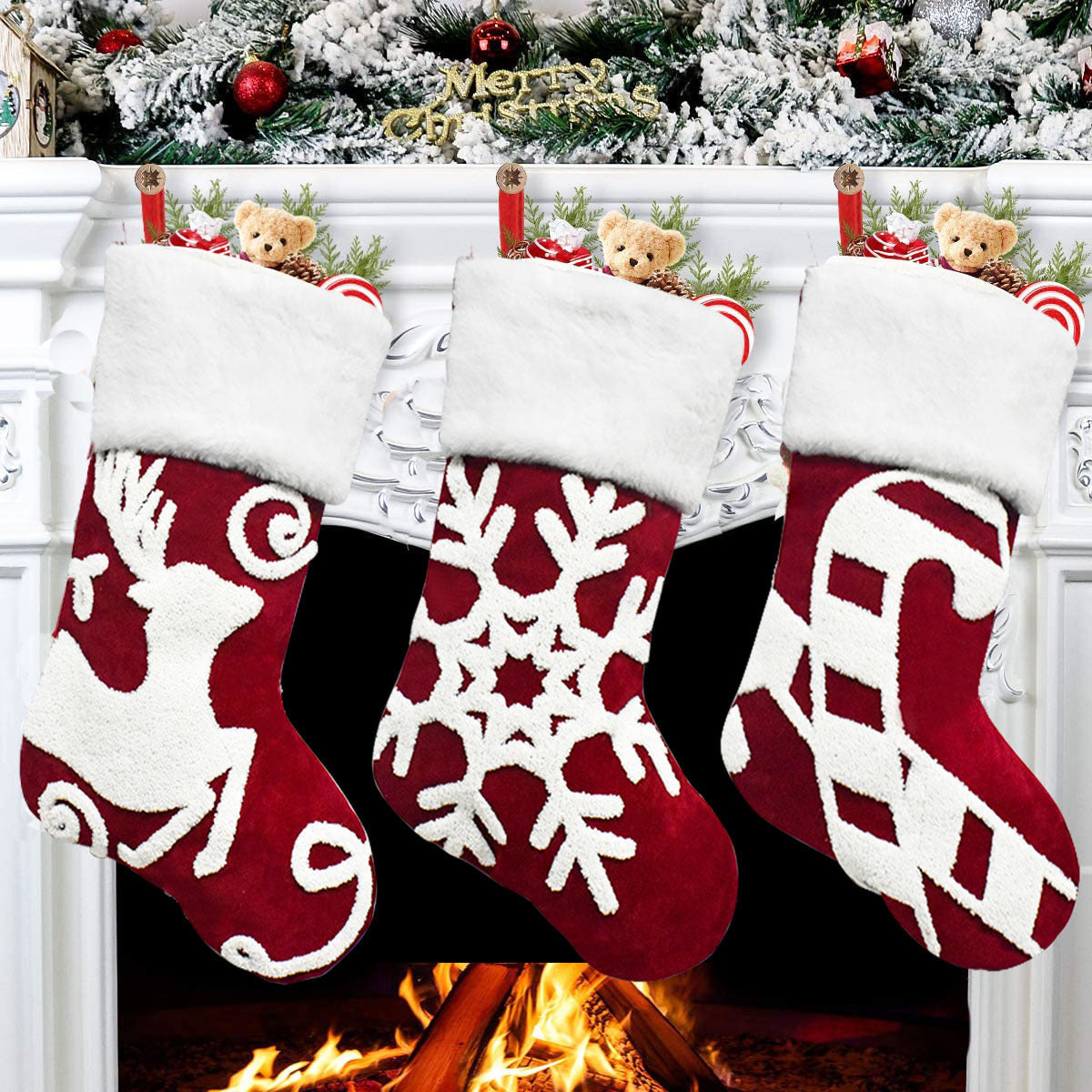 Christmas Gift Decoration Supplies Embroidered Flannel Socks Gift Bag