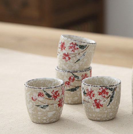 Japanese Style Hand Drawn Ceramic Wine Cup Wine Set