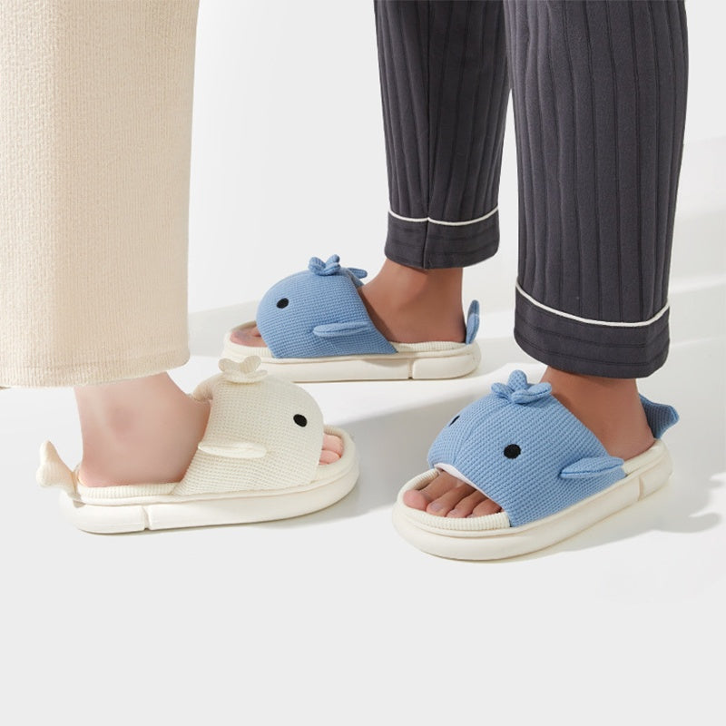 Cute Linen Shark Slippers For Indoor Home Shoes