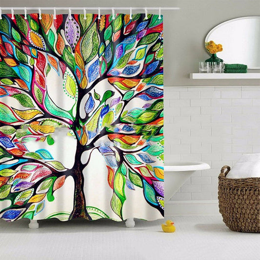 3D Printing Bathroom Waterproof Curtain Colorful Big Tree Polyester Shower Curtain Household Supplies Foreign Trade Popular Style Amazon