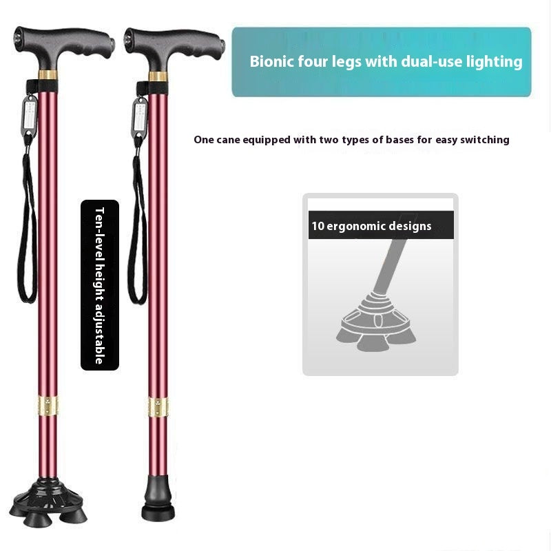 Walking Stick For The Elderly With Light Anti-slip Solid Anti-fall Walking Stick