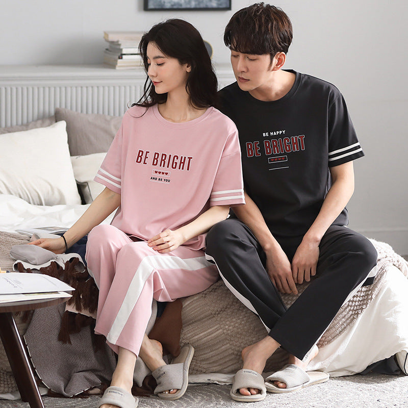 Men And Women Fashion Casual Cotton Short-sleeved Shorts Home Wear Set