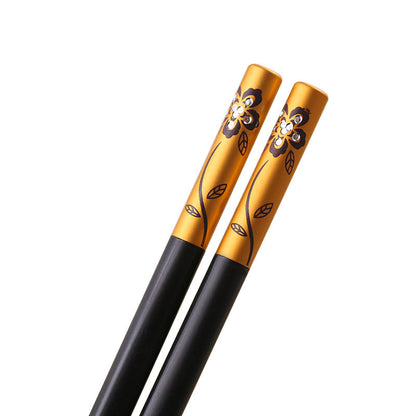 Language Of Flowers Alloy Chopsticks Household Restaurant Non-slip Chopsticks High Temperature Resistant Non-mildew High-end Hotel Supplies Chinese Chopsticks