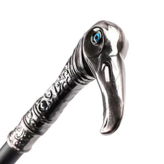 Silver Metal Wolf Head Cane Civilization Stick Crutches Props Scepter