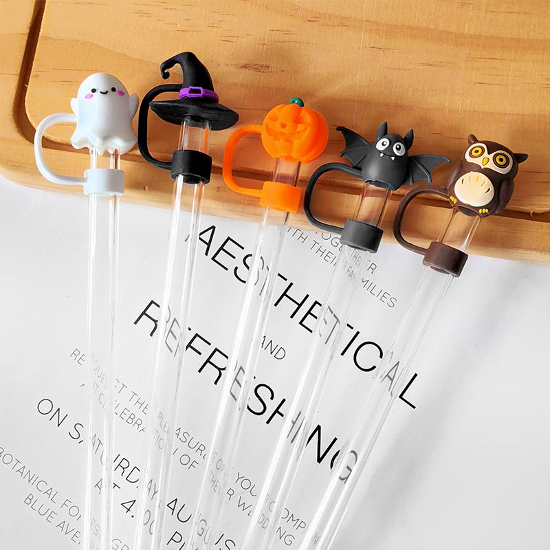 Halloween Theme 10mm Large Capacity In-car Matching Silicone Straw Plug