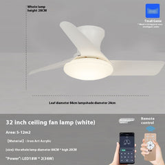Bedroom Mini Ultra-thin Ceiling Full Spectrum Xiaoai Smart Ceiling Fan Lights