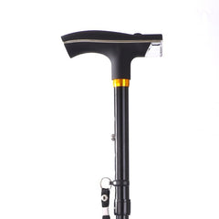 Folding Cane Elderly Four Foot Stick Thickened Retractable With Light