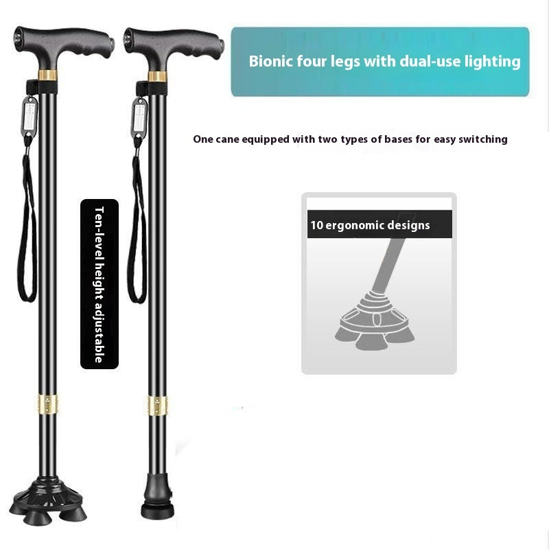 Walking Stick For The Elderly With Light Anti-slip Solid Anti-fall Walking Stick
