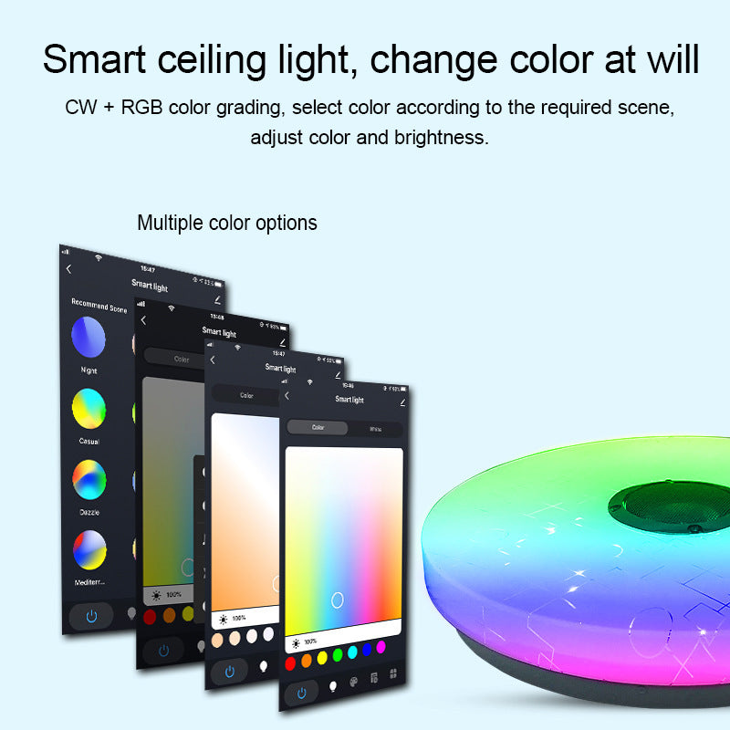 Intelligent Control Remote WiFi Modern Simple Bluetooth Music Bedroom LED Ceiling Light