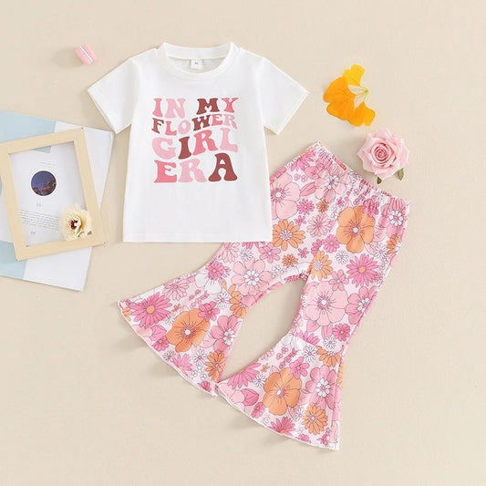 Children's Clothing Girls' Letter Short Sleeve Two-piece Suit
