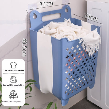 Dirty Clothes Household Laundry Basket Wall Hanging Foldable Bathroom
