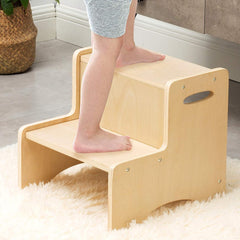 Wooden Children's Step Stool With Handles