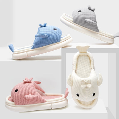Cute Linen Shark Slippers For Indoor Home Shoes